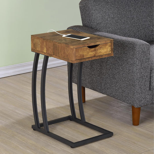 Antique Nutmeg and Gunmetal  Hi-tech Accent Table