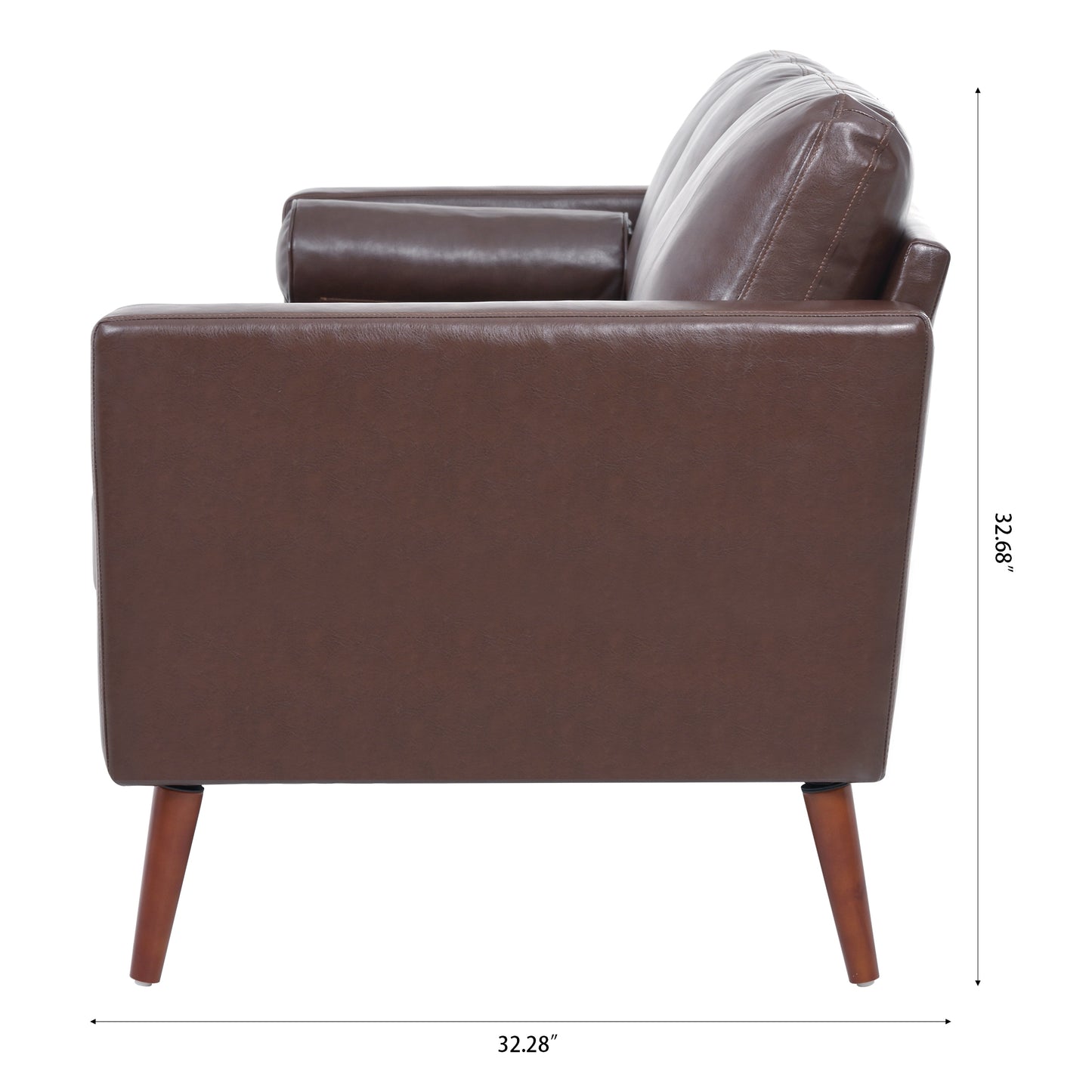 Small Sofa Couch 76.97 in . Brown 3 Seat Comfy Couches for Living Room, Mid Century Modern Couch with iron wood structure , Soft Cushion Sofa for Home/Office/Apartment,