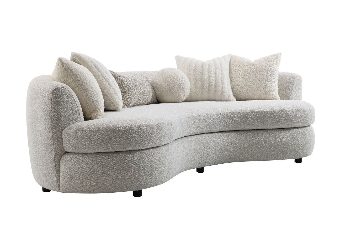 Iniko Beige Boucle Sofa with Toss Pillows