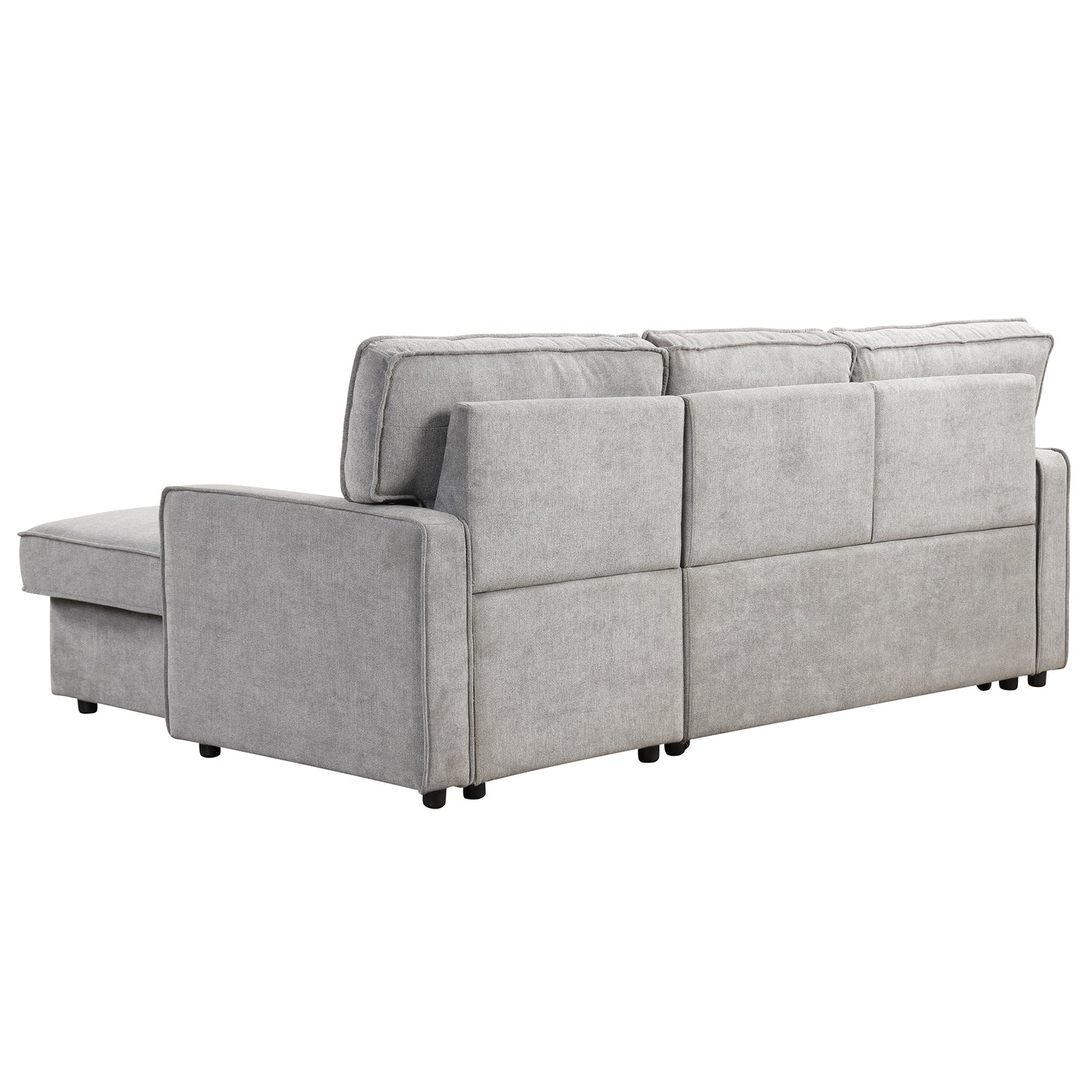 U_STYLE Upholstery Sleeper Sectional Sofa with Storage Space, USB port, 2 cup holders on Back Cushions(same sku; WY000335AAE)