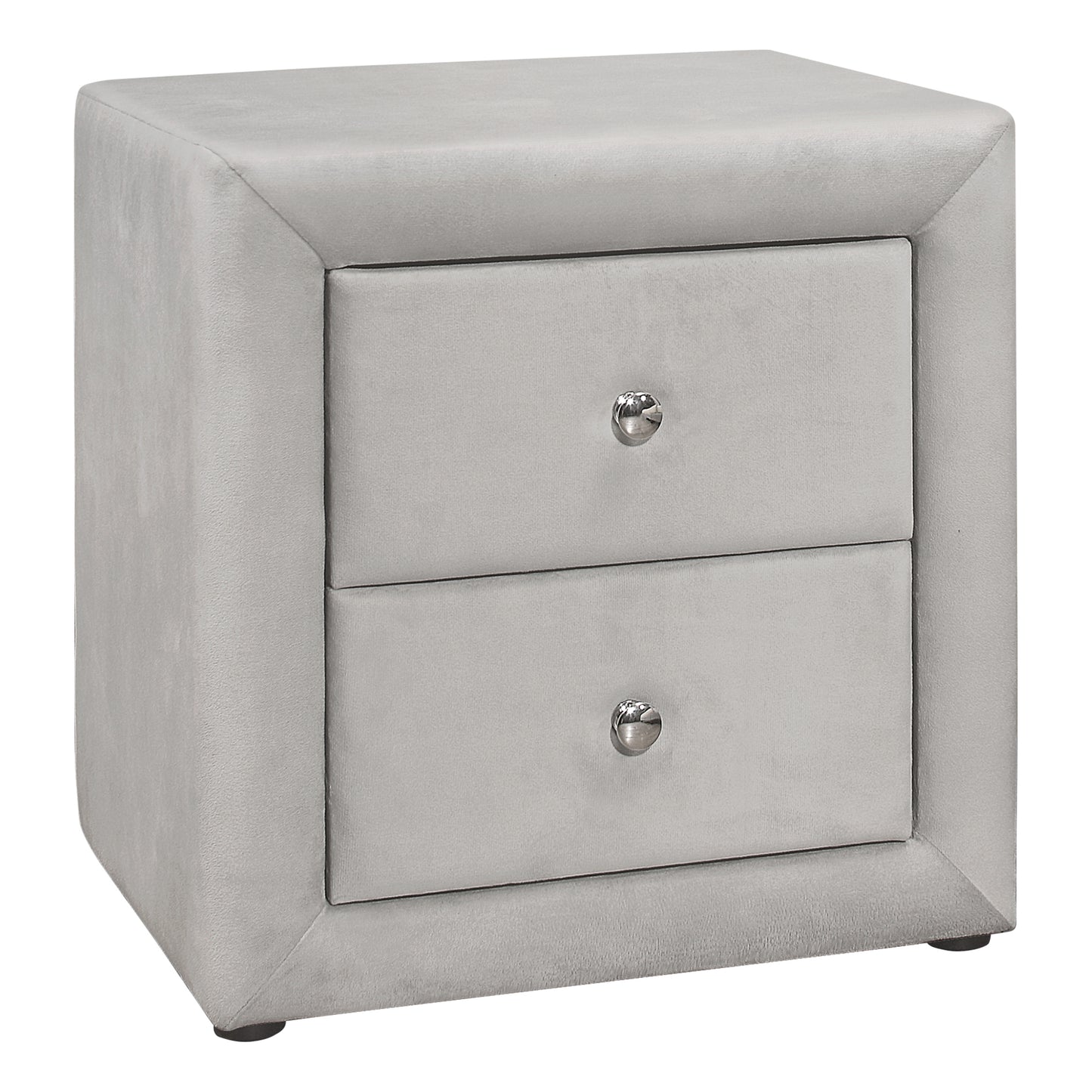 Nightstand, Nightstand, End, Side, Lamp, Storage Drawer, Bedroom, Upholstered, Grey Velvet, Transitional