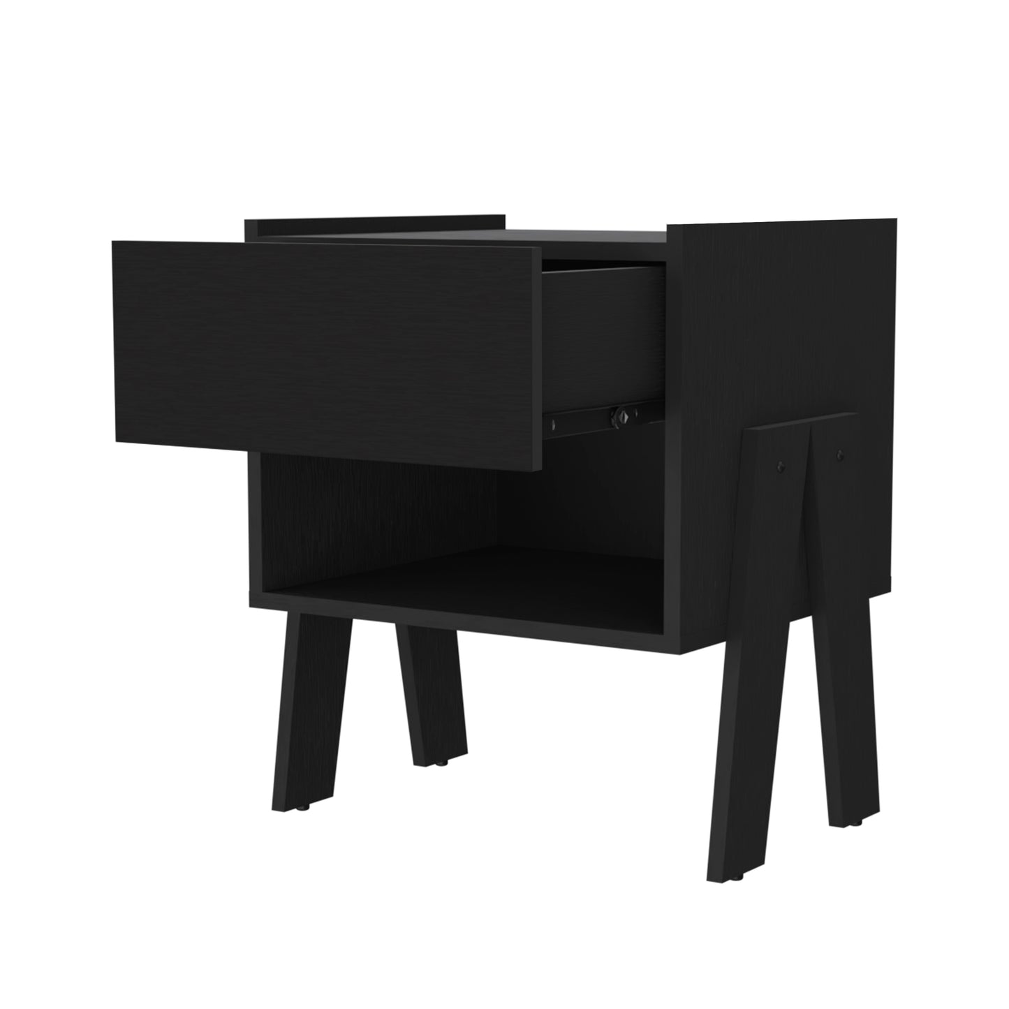 Black Wengue 1-Drawer 1-Shelf Nightstand