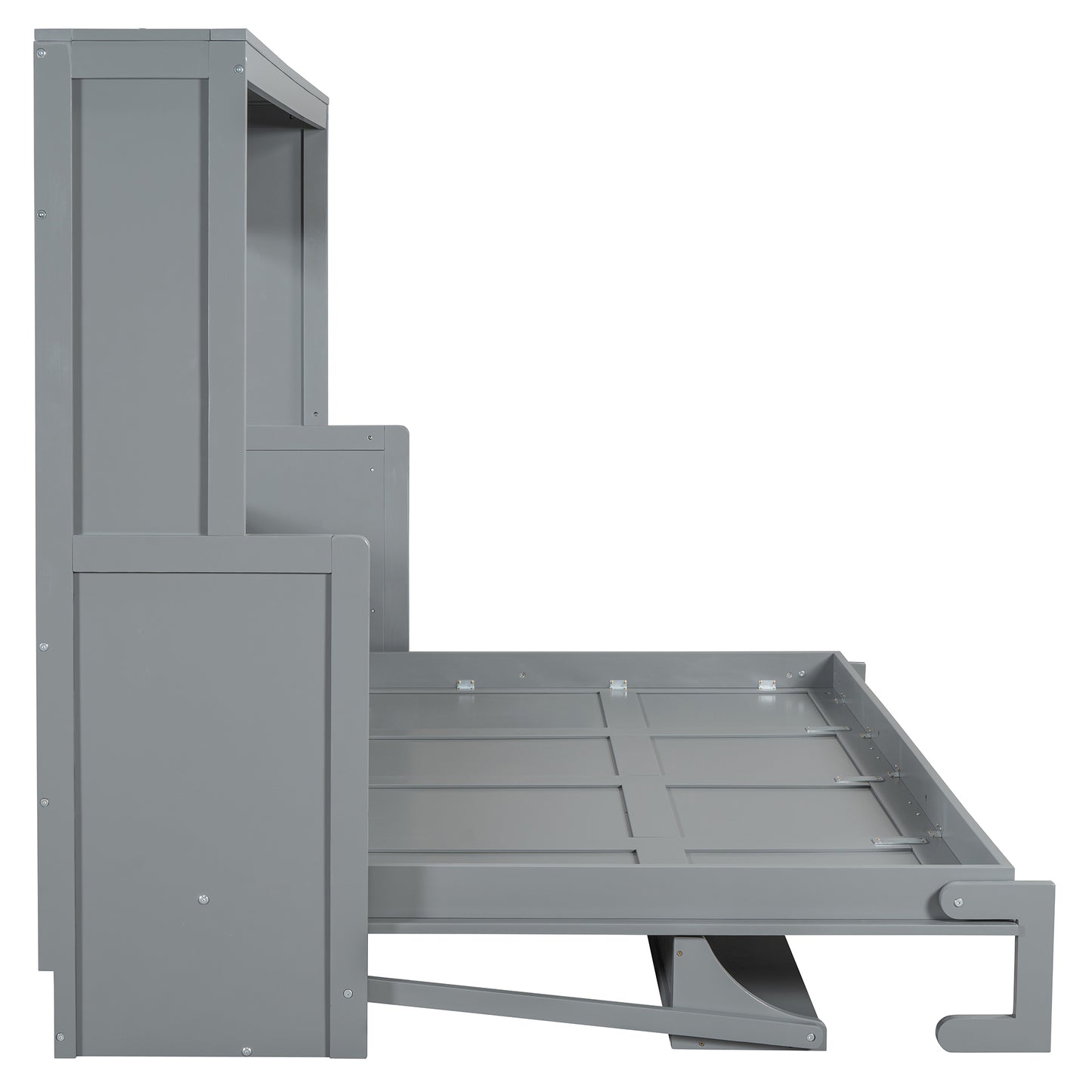 Queen Size Murphy Bed with Hydraulic Lift & Desk Design, Gray