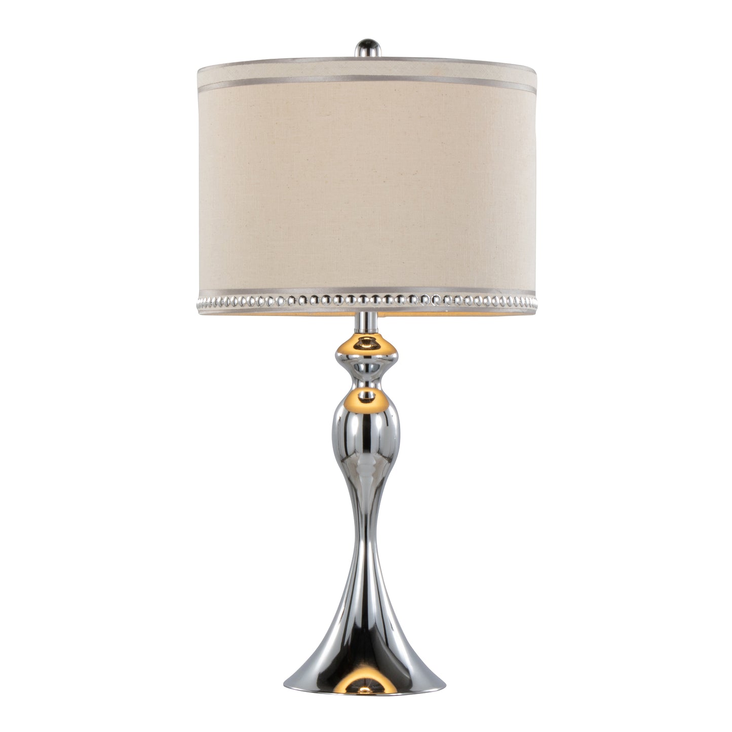 Ashland 27" Contemporary Metal Table Lamp in Polished Chrome and Cream Linen Shade with Trim from Grandview Gallery by LumiSource - Set of 2