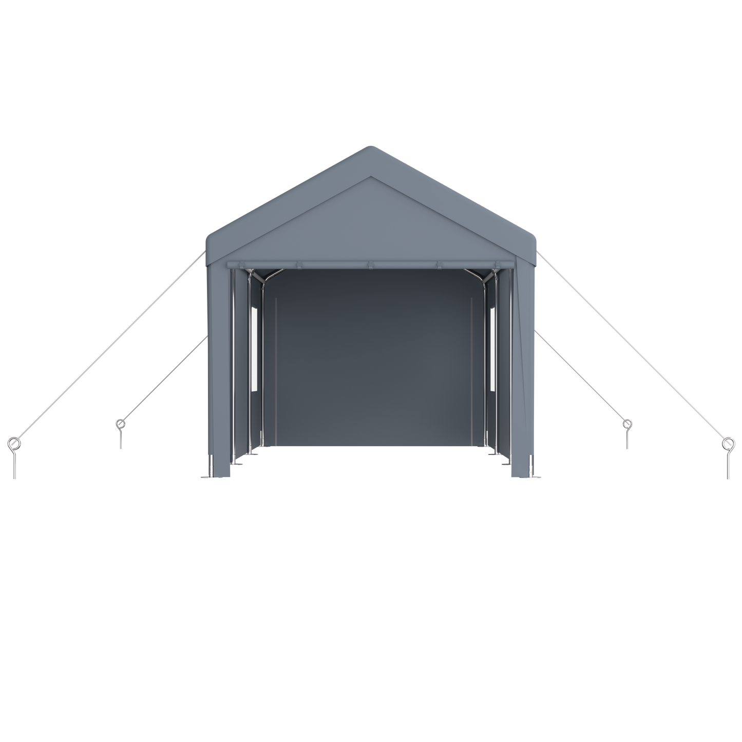 Carport 12' x 20' Portable Garage, Heavy Duty Car Port Canopy with 2 Roll-up Doors & 4 Ventilated Windows for Car, Truck, Boat, Garden Tools,grey