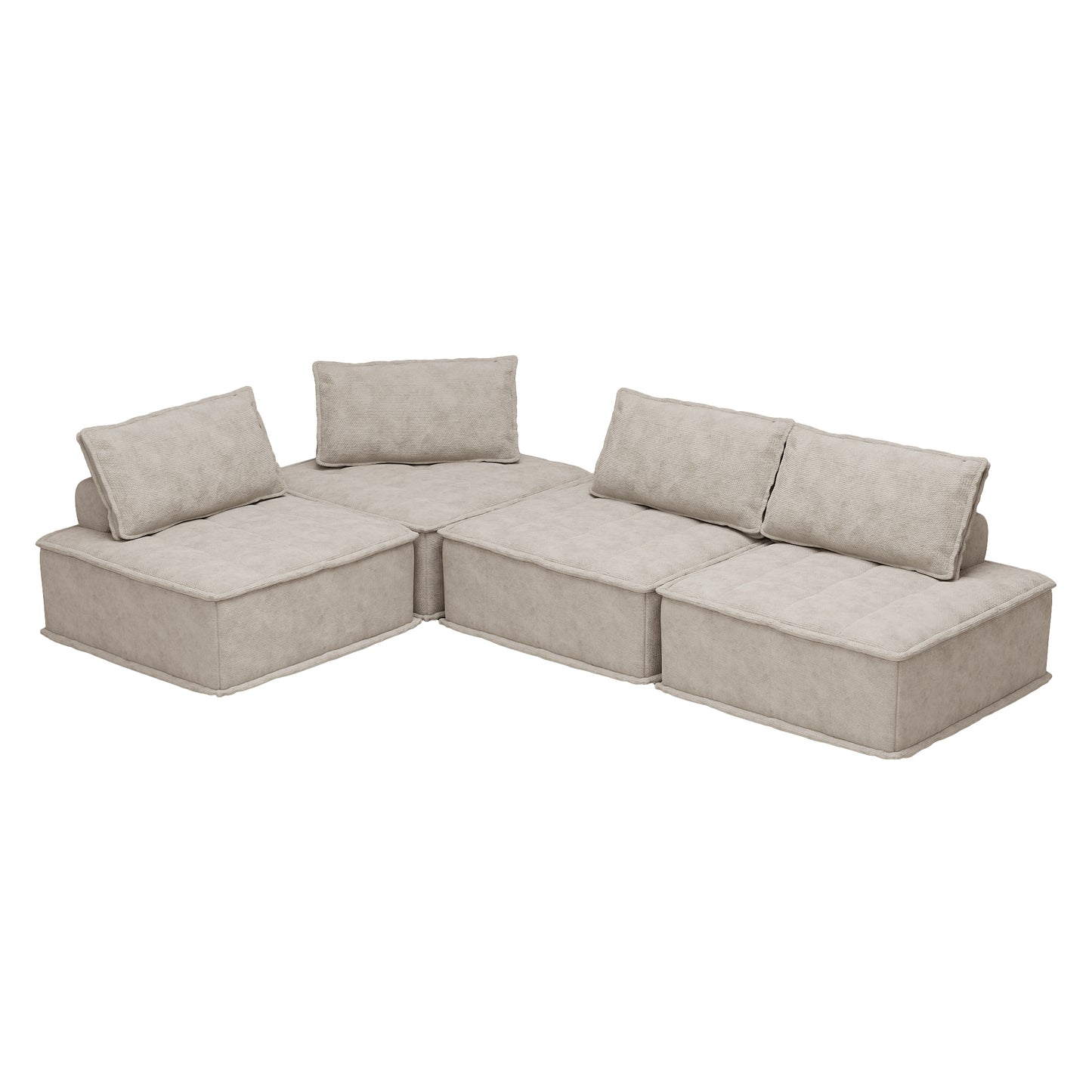 Oversized 4-Module Square Sofa - Comfortable and Movable Modular Design for Ultimate Flexibility  beige color chenille sofa 4pieces