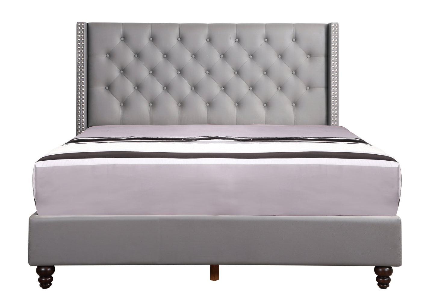 Stylish Light Grey Queen Upholstered Bed