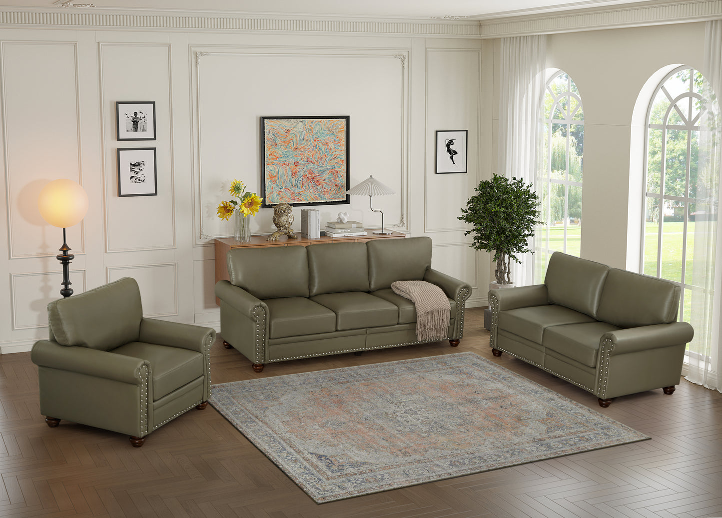 Living Room Sofa with Storage Sofa 1+2+3 Sectional Taupe Faux Leather