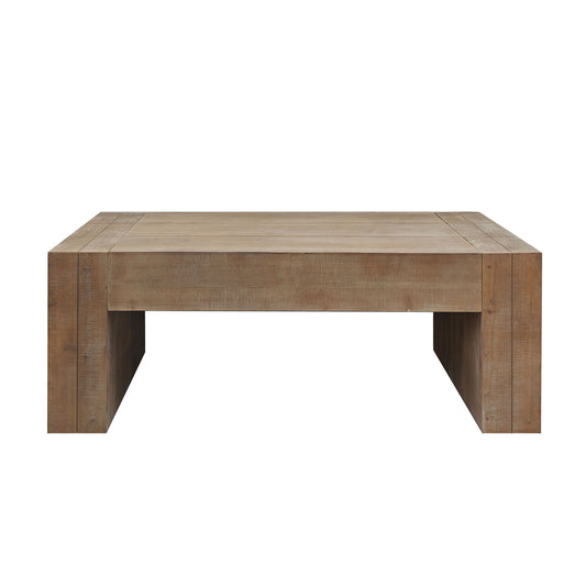 Rustic Wood Coffee Table, 49in Modern Farmhouse Rectangular Table for Living Room