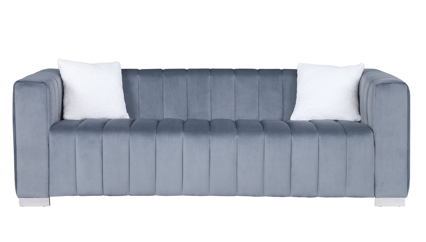 A modern  channel sofa  take on a traditional Chesterfield,Grey color,3 seater