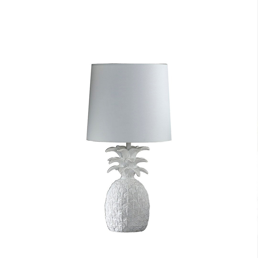 17" In Coastal White Tropical Heahea Pineapple Table Lamp