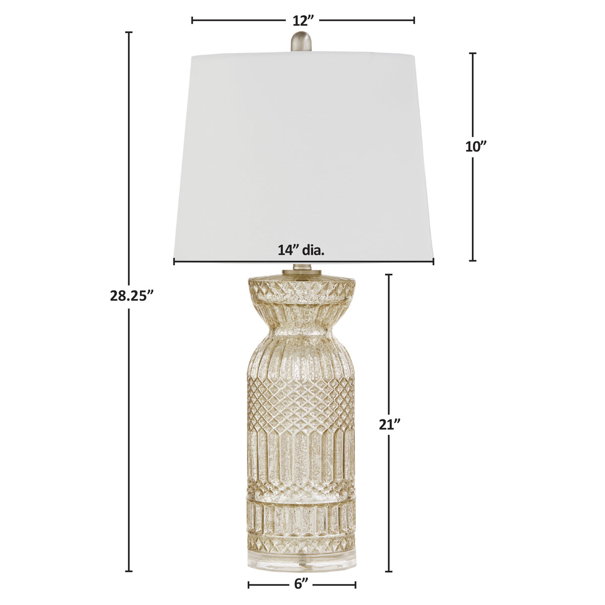 Textured Glass and Acrylic Base Table Lamp