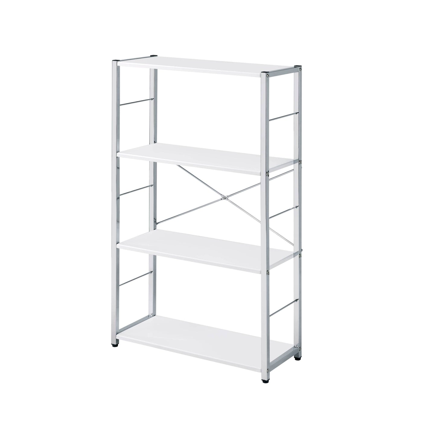 Tennos White & Chrome Finish Bookshelf