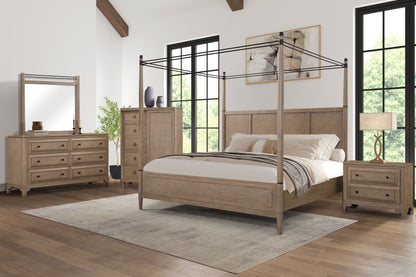 King Canopy Bed in Sand Colored Finish