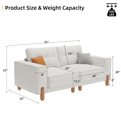 Loveseat Sofa with Deep Seat, Modern Chenille Love Seat Couch for Living Room Upholstered 3-Seater Small Couch for Bedroom, Apartment