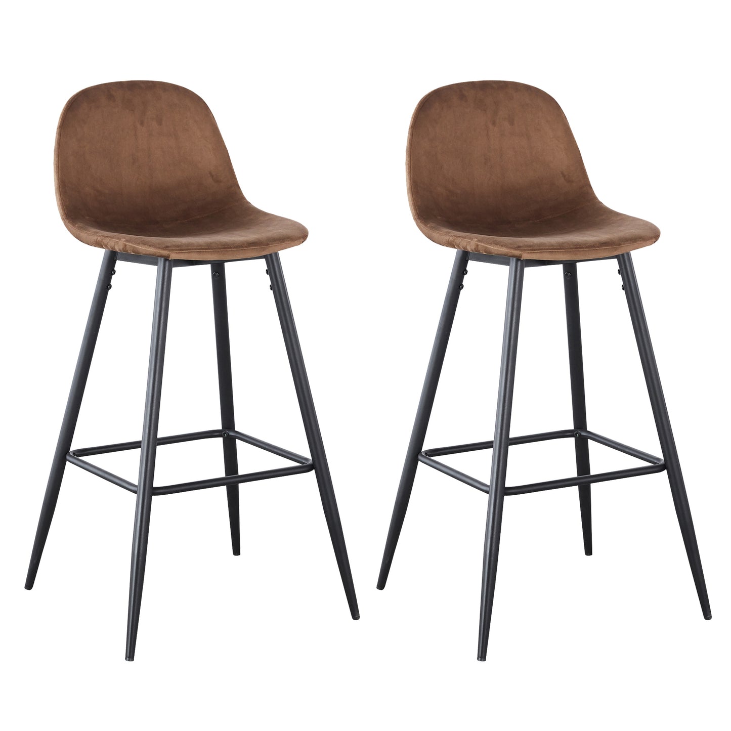 Bar Stools Set of 2, 30 Inches Velvet Barstool Modern Counter Bar Height Chair with Back, Sturdy Metal Legs & Footrests, Easy Assembly, Island Stool for Kitchen Bar