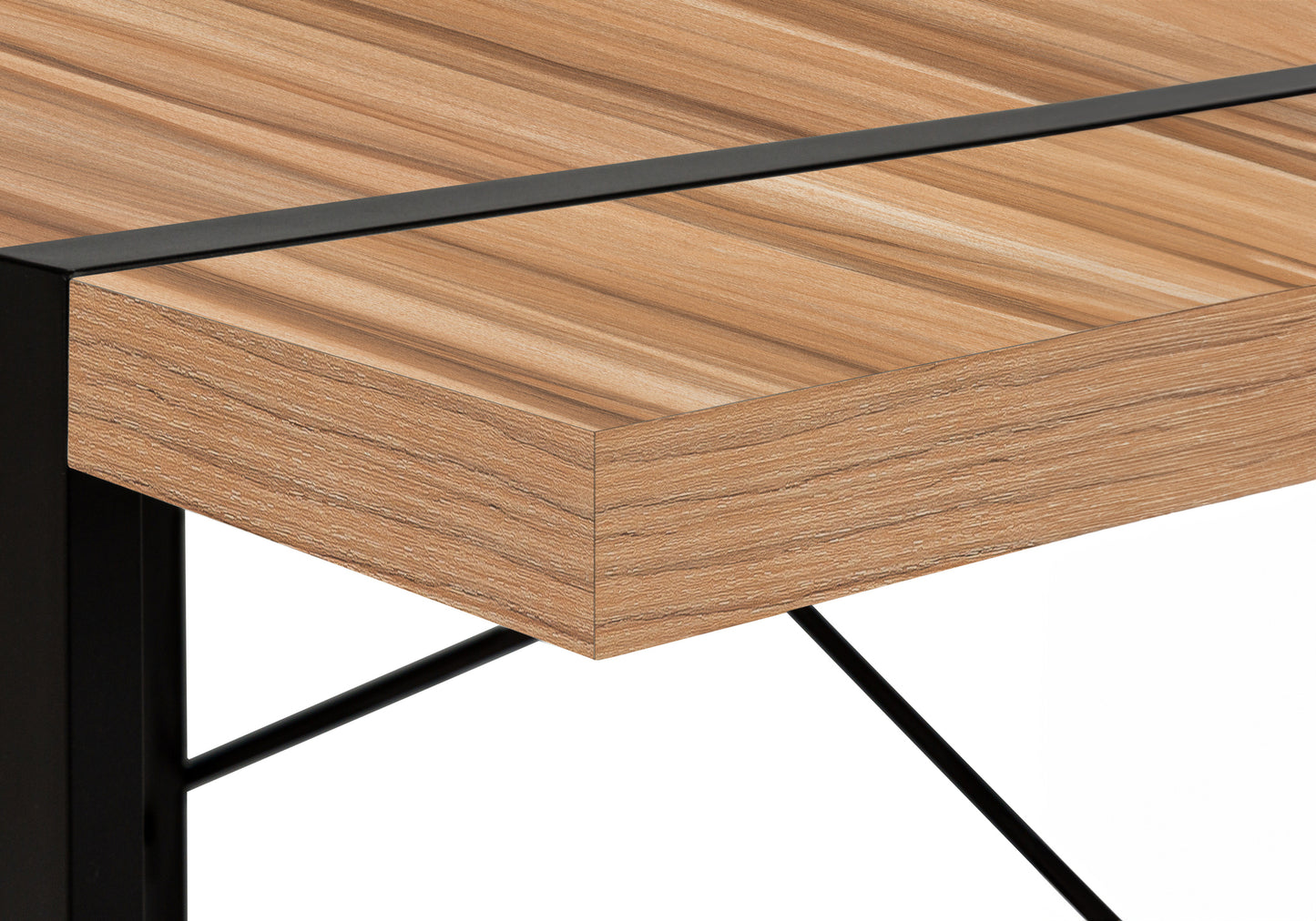 Computer Desk, Home Office, Laptop, 48"l, Work, Brown Laminate, Black Metal, Contemporary, Modern