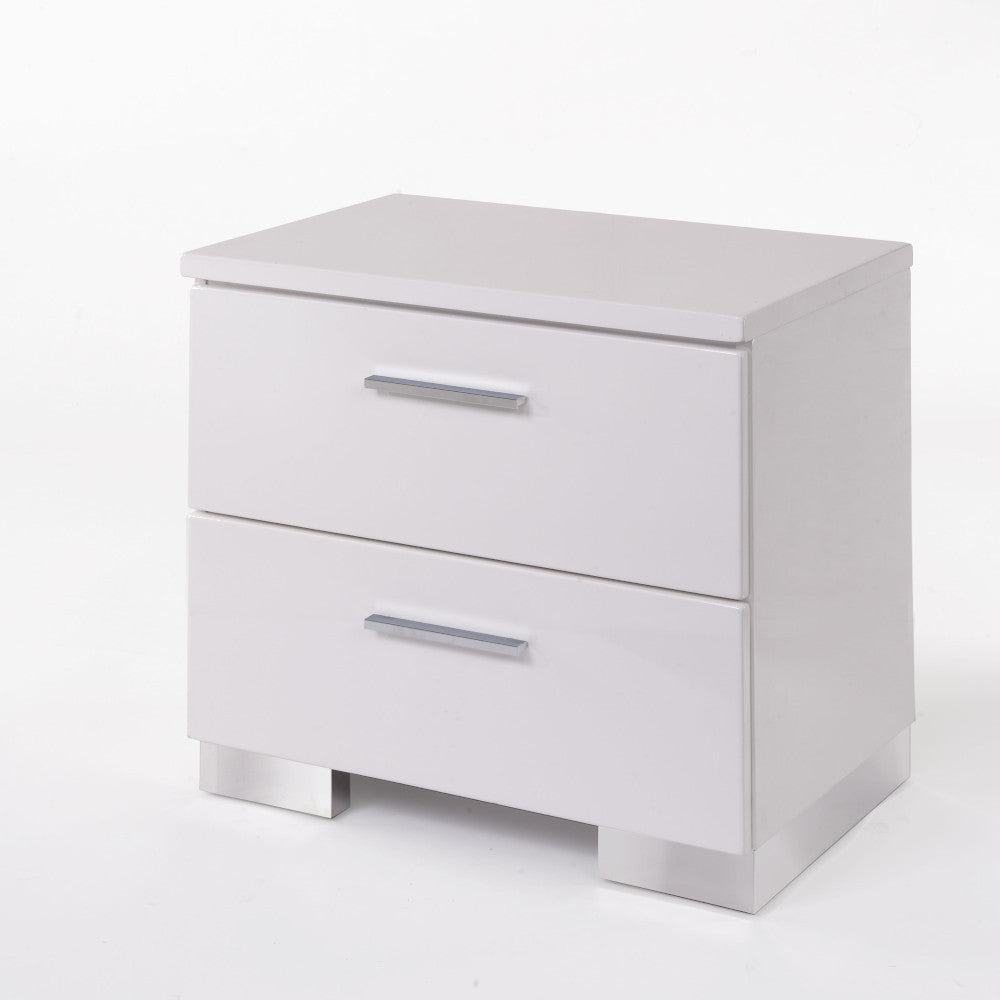 Lorimar White & Chrome Leg Finish Nightstand