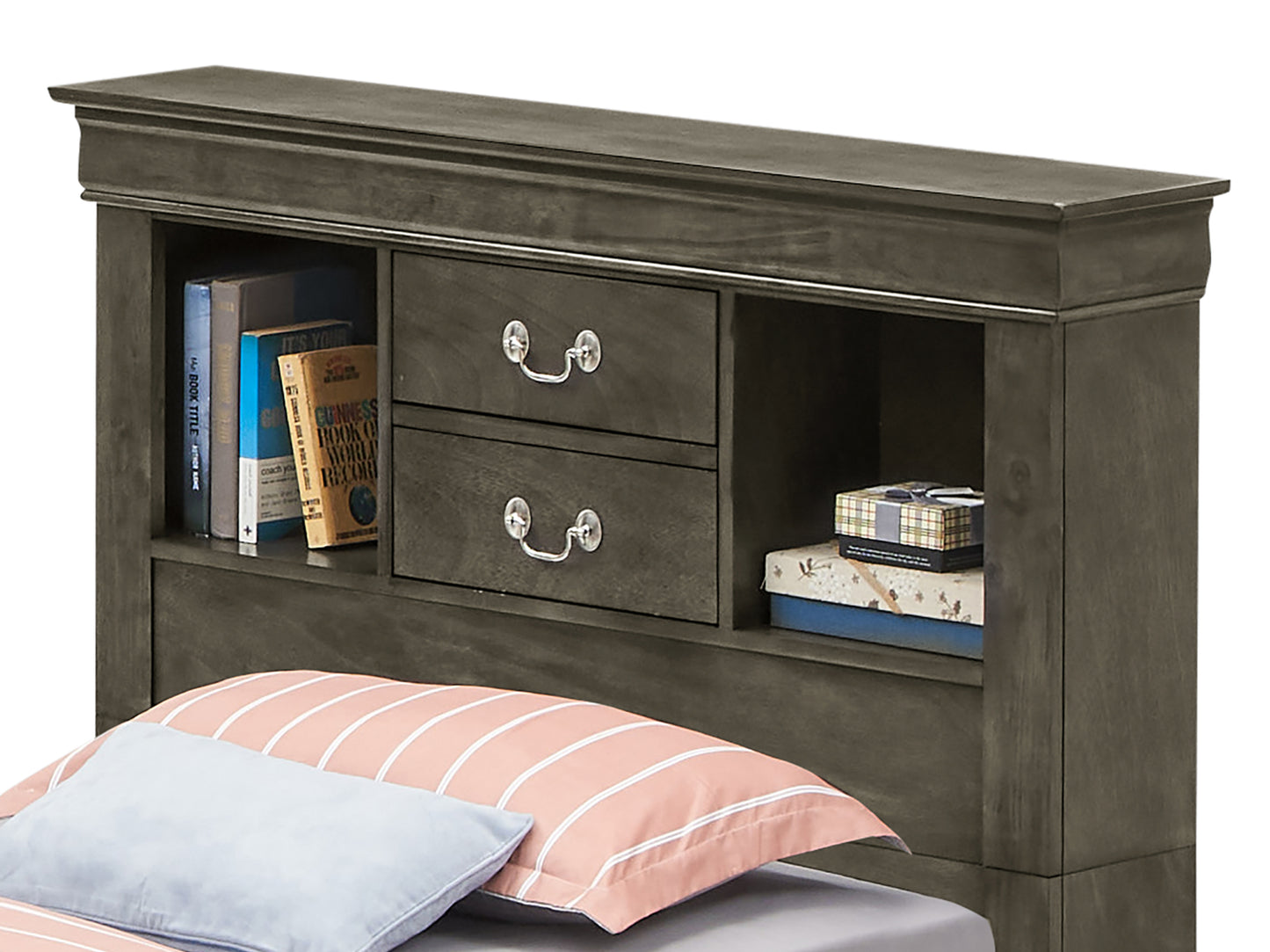 Elegant Twin Storage Bed In Stylish Gray