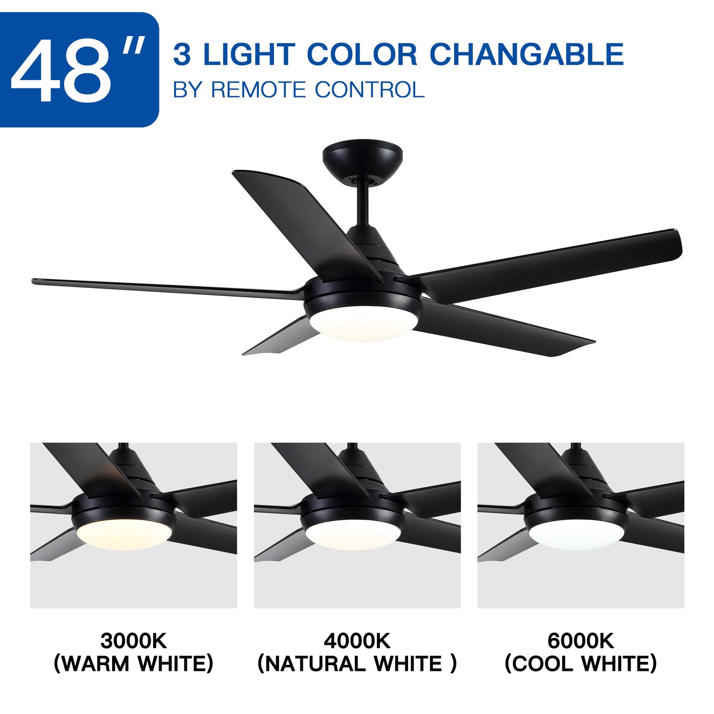 48" YUHAO Modern Contemporary  LED Ceiling Fan with Remote Control