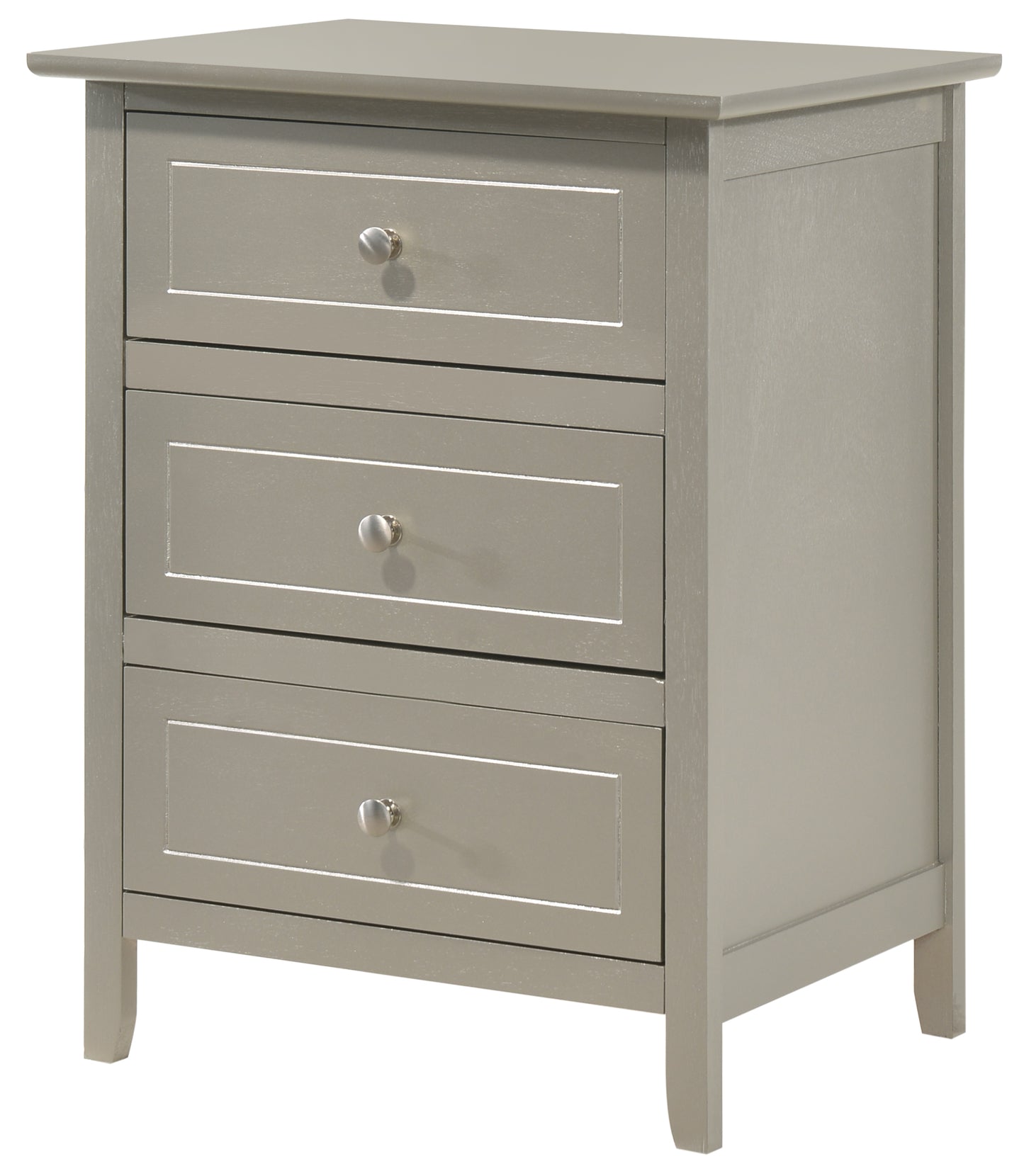 Sleek Contemporary Nightstand In Silver Champagne