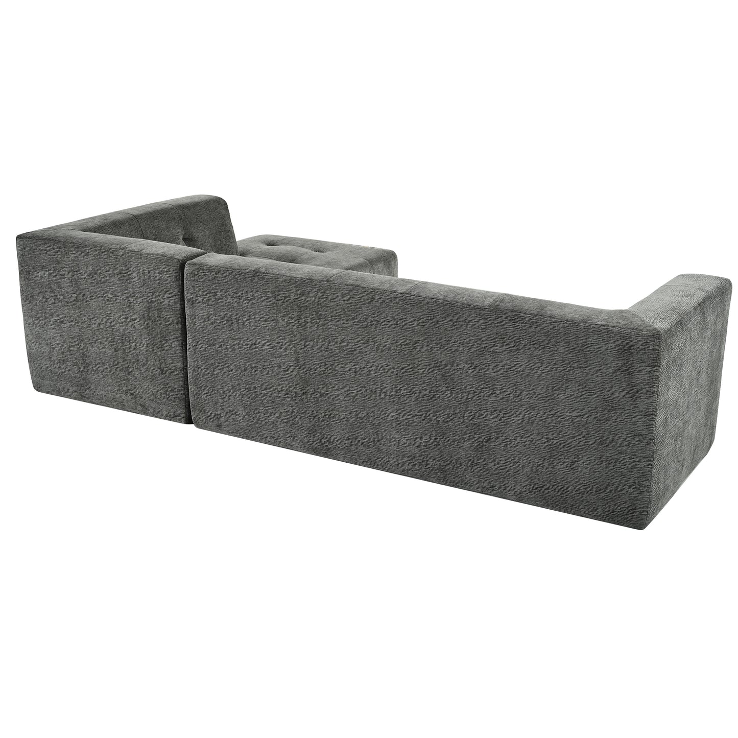 112.2*74" Modular Modular Combination Living Room Sofa Set, Modern Minimalist Sofa, Living Room Upholstered Sofa Bed, Bedroom, 2pcs Computer Free Combination, L-Shaped, Black Gray