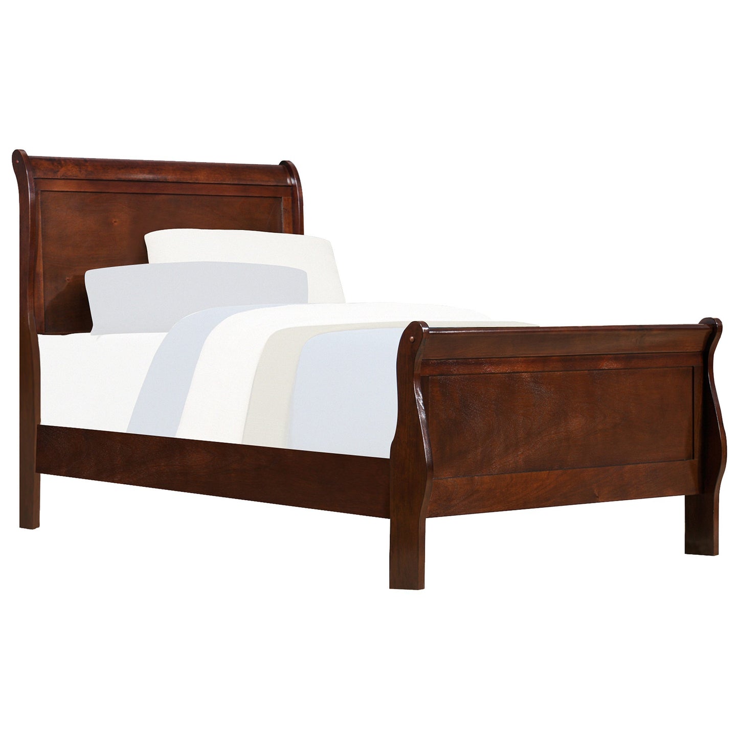 Classic Louis Philipe Style Twin Size Bed Brown Cherry Finish 1pc Traditional Design Bedroom Furniture Sleigh Bed