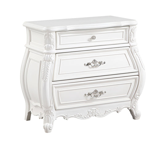 Opulence Modern Style 3-Drawer Night stand Made with Wood in Pearl White