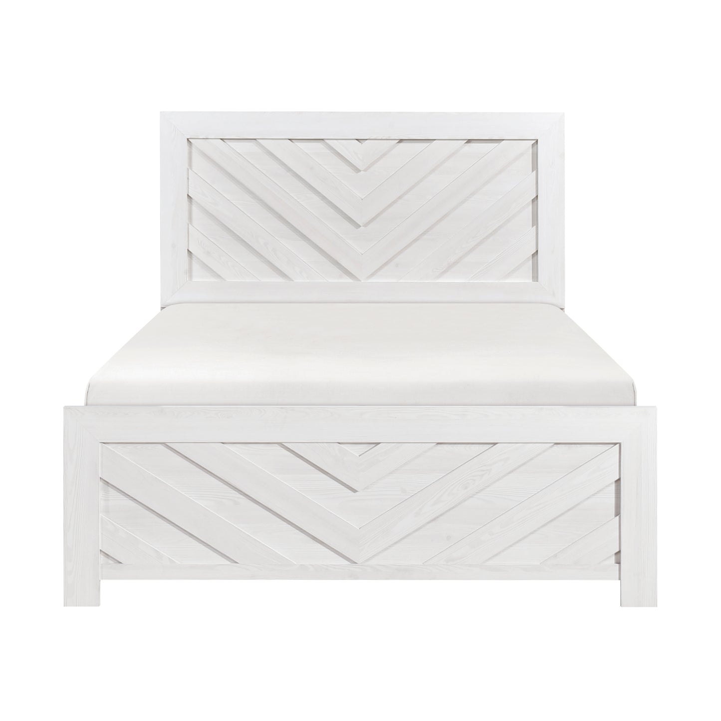 Contemporary White Finish Queen Size Panel Bed Wooden Bedroom Furniture 1pc, Bed in a Box
