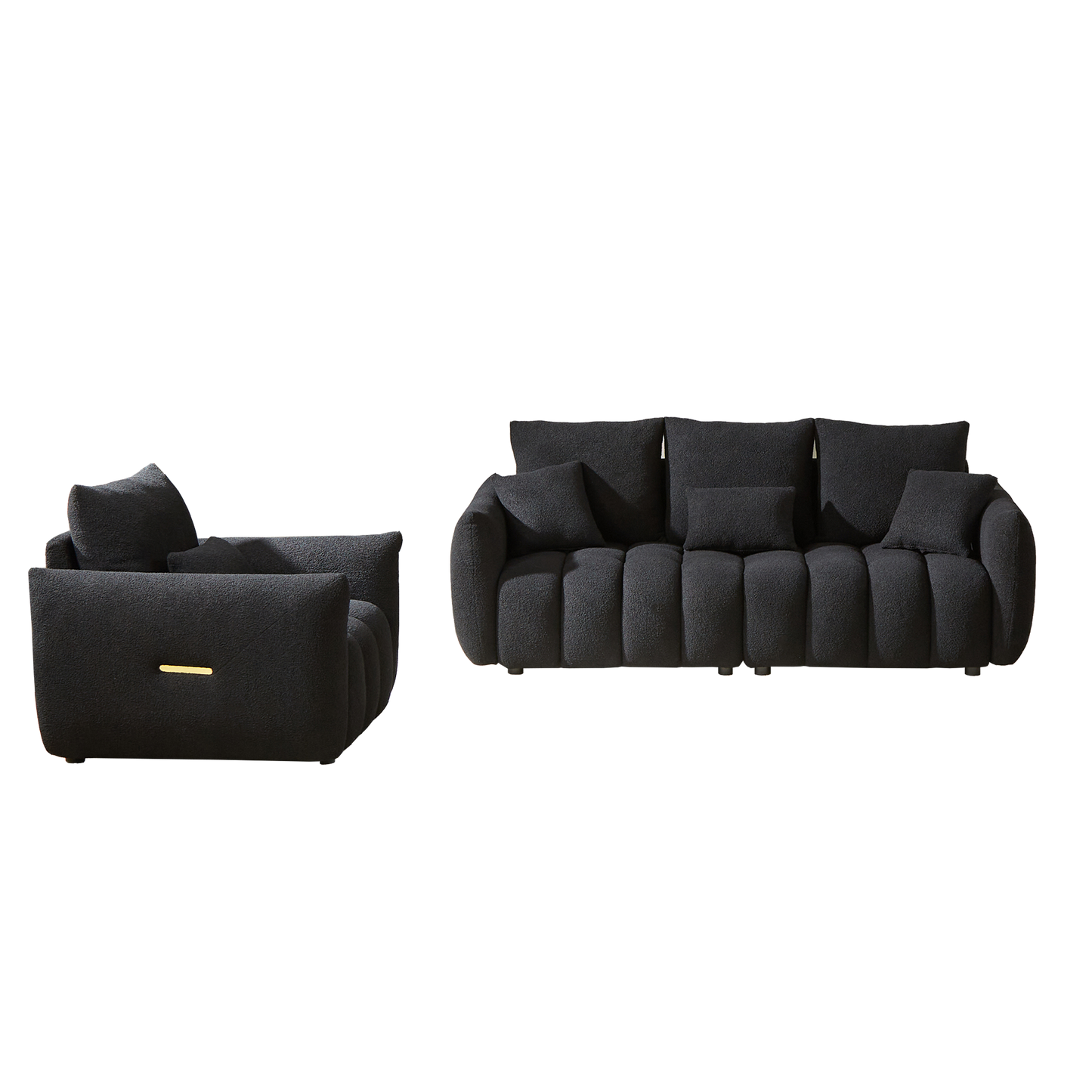 3 Seater + 1 Seater Combo Sofa Modern Living Room Sofa, Teddy Sofa, Wooden Frame, 4 Cushions, Apartment Sofa Furniture