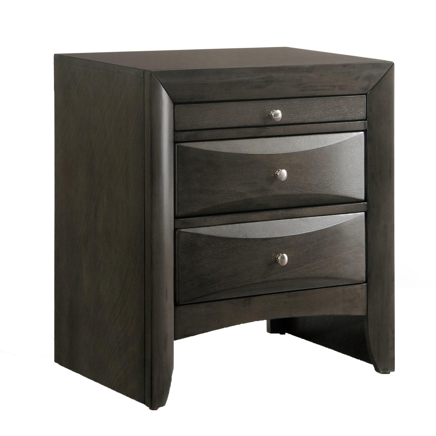 Grey Oak Nightstand with 2 Drawers