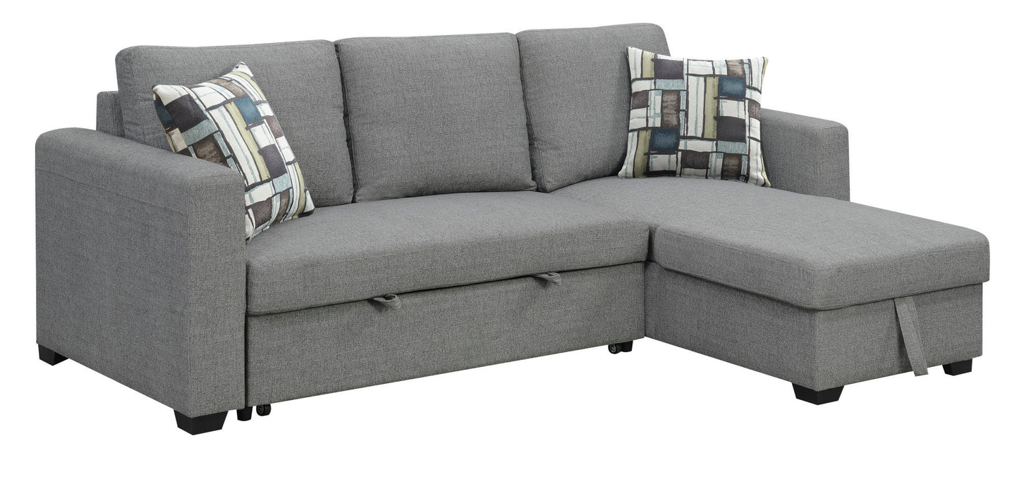 Pensole Gray Reversible Pop-Up Sleeper Sectional