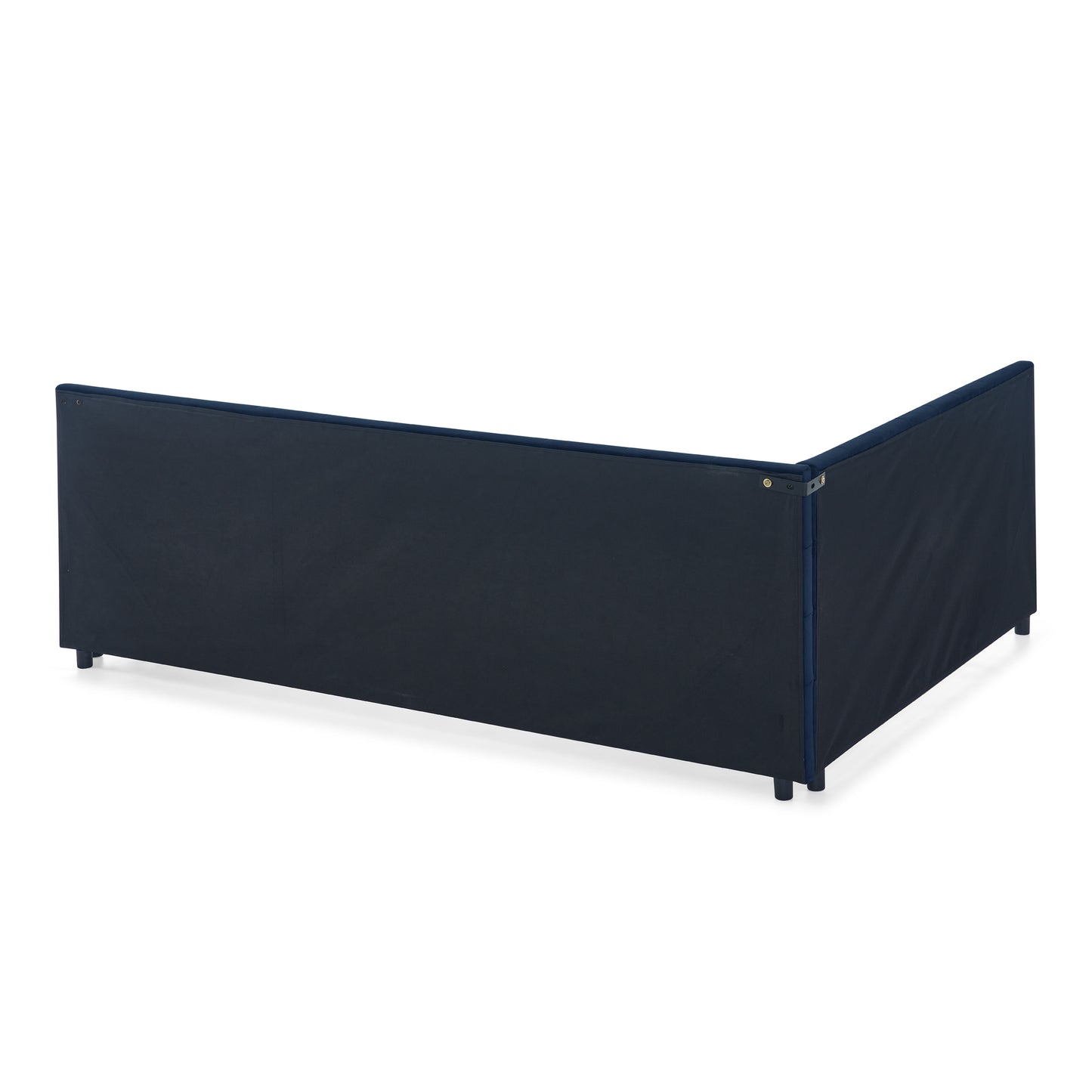 Queen Size Upholstered Tufted Bed Frame, Sofa Bed Frame with Comfortable Backrest and Armrests, Queen Size Bed for Bedroom, Living Room,Velvet, DARK BLUE(85.5''*64.5''*30.5'')