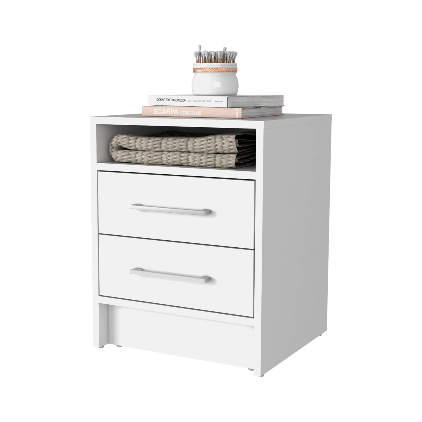 White 2-Drawer Nightstand