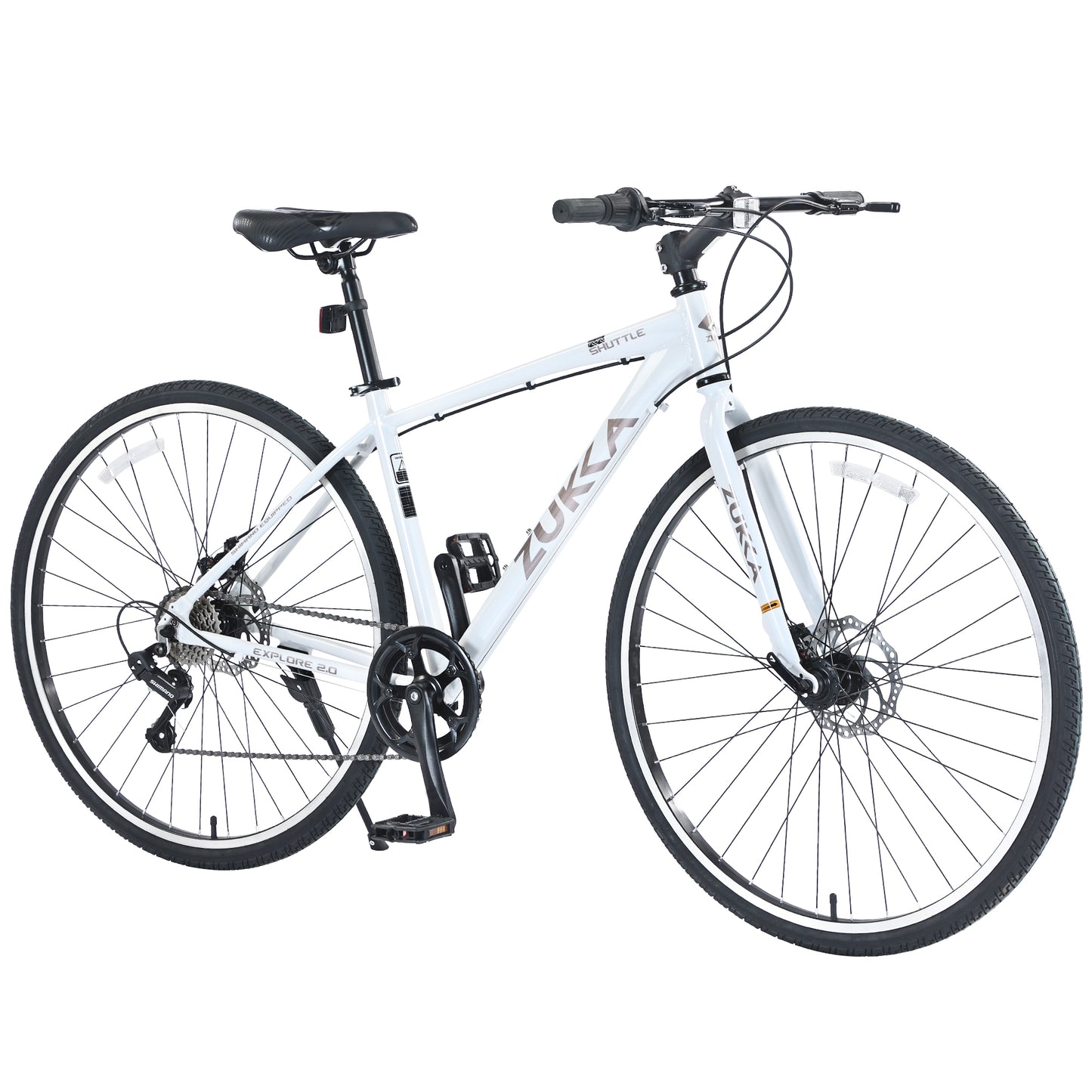 Shimano 7 Speed Hybrid Bike Aluminum Alloy Frame Double Disc Brakes 700C Road Bike For men women's City Bicycle