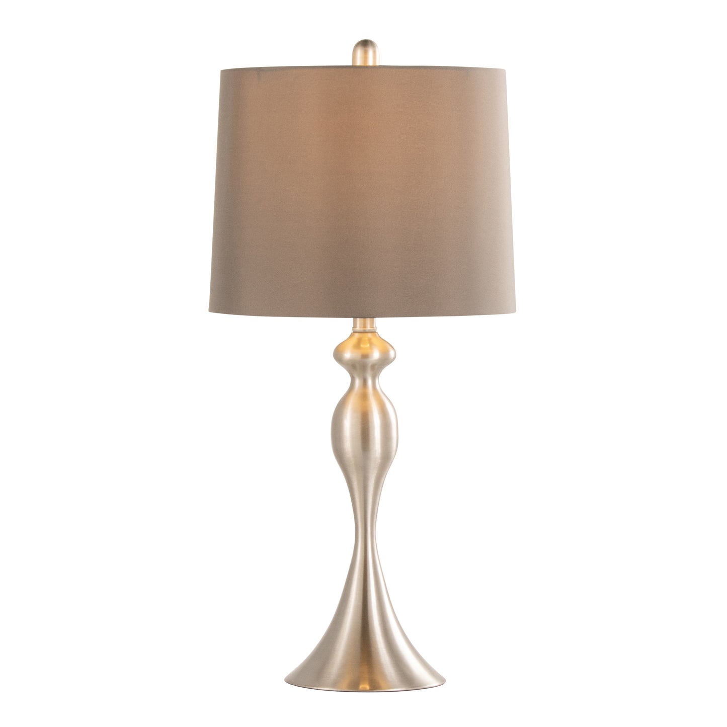 Ashland 27" Contemporary Metal Table Lamp in Brushed Nickel with Taupe Satin Shade from Grandview Gallery by LumiSource - Set of 2