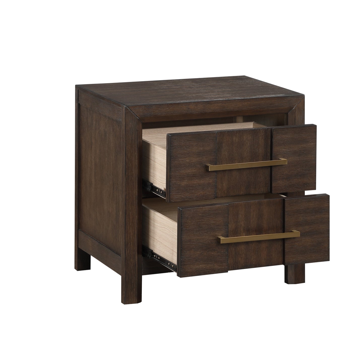 Modern Style 2-Drawer Nightstand Made with Wood in Walnut