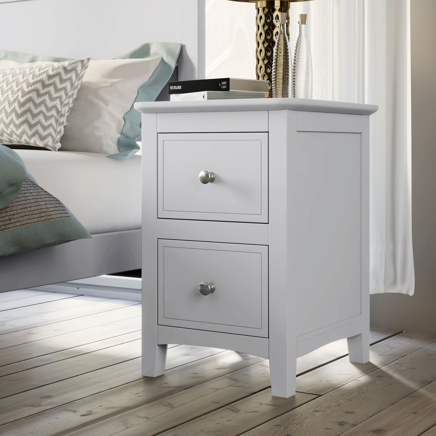 White Solid Wood 5 Pieces Queen Bedroom Sets(bed+nightstand*2+chest+dresser)old sku:BS515101AAK