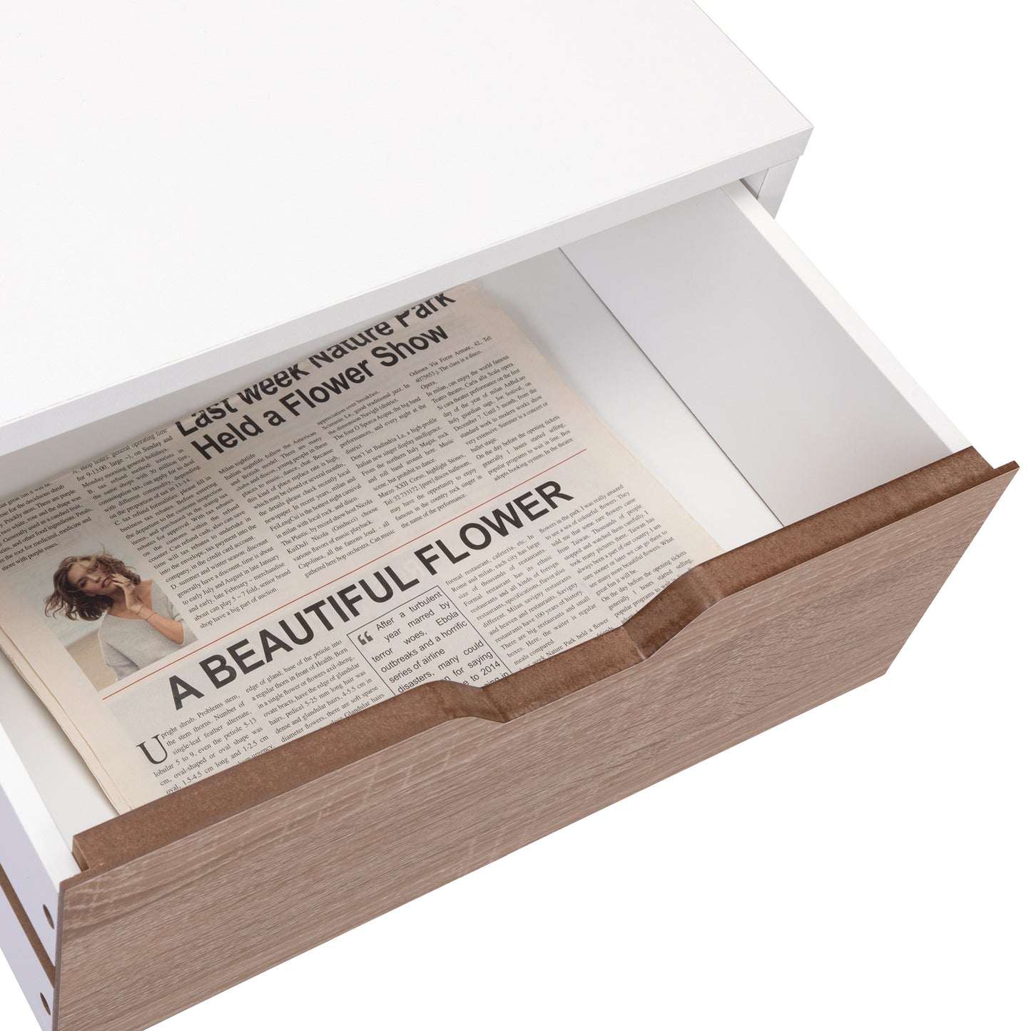 Nightstand with 2 Drawers, Bedside Tables with Solid Wood Legs and Storage, End Table, Side Table, Bedside Furniture for Bedroom, Living Room, White Walnut