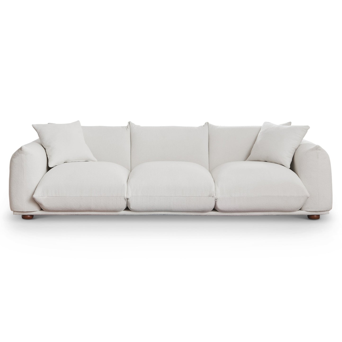 Kely Modern 100'' Cream Boucle Upholstered Sofa with Solid Wood Legs