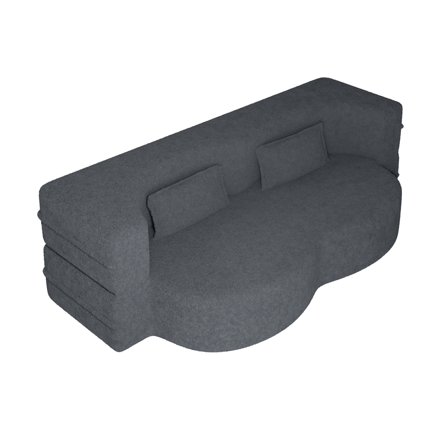 Modern Floor Sofa with 2 Pillows,Convertible Teddy Fabric Foam-Filled Sleeper Sofa Bed,15" Full Size Folding Mattress for Living Room,Guest Bed,Playroom,no assembly required,Grey(Old Sku:W1885P190392