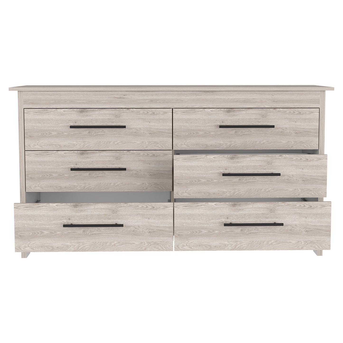 Double Dresser, Four Legs, 6 Drawer, Superior Top, Light Gray