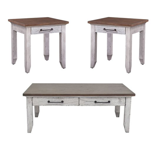 Bear - Creek 3 Piece Two End & One Coffee - White