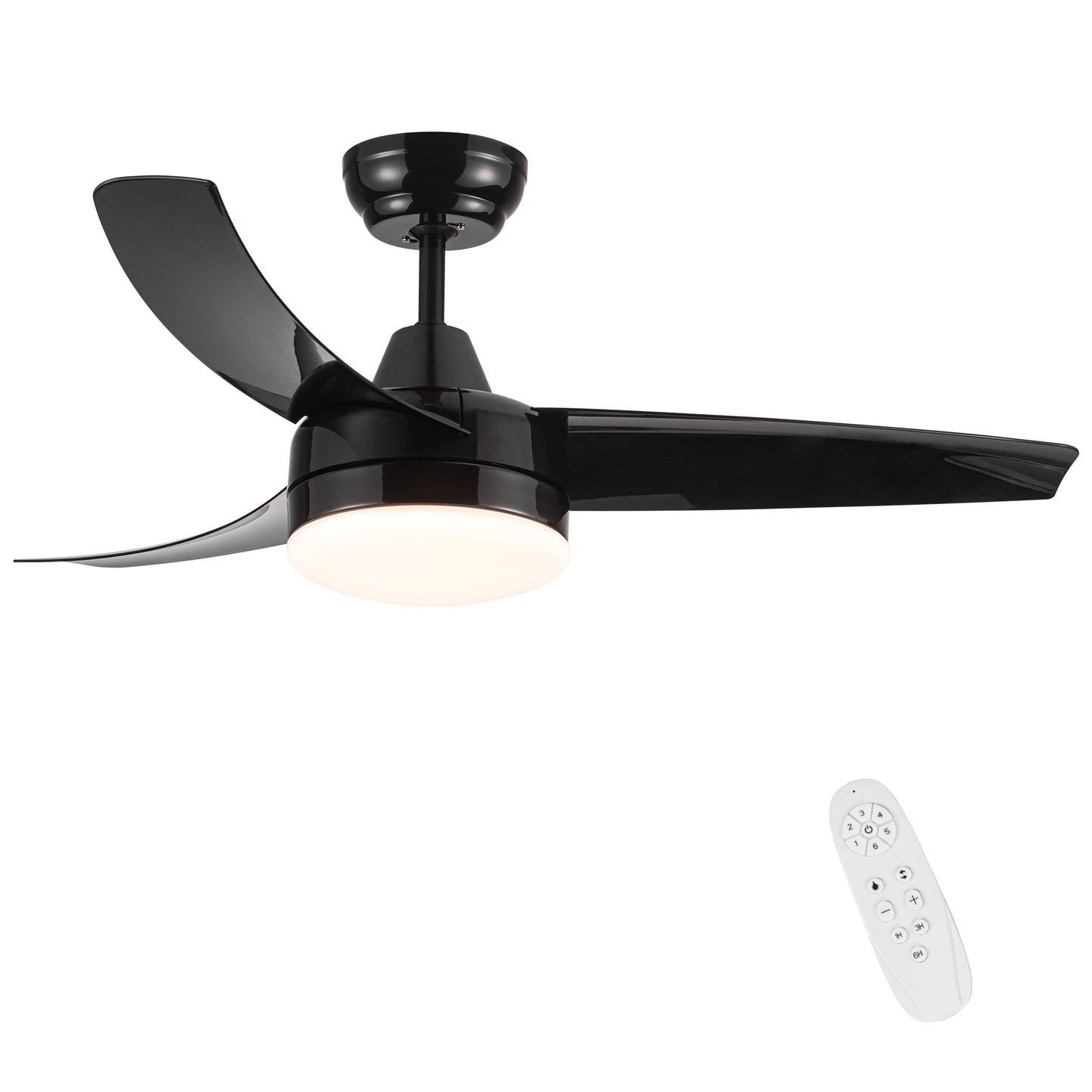 YUHAO 42-Inch 3-Blade Matte Black DC Motor Modern Contemporary LED Ceiling Fan-42 in x 42 in x 10.34 in