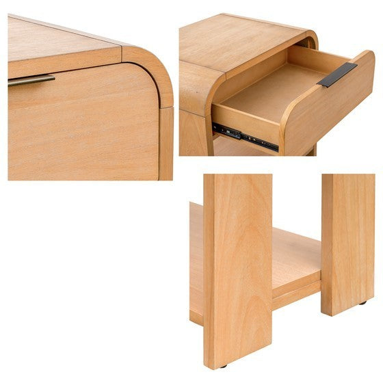 Modern One Drawer Waterfall Nightstand