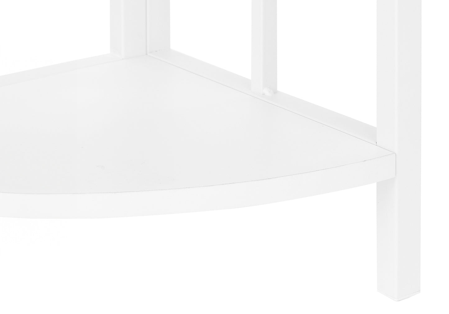 Bookshelf, Bookcase, Etagere, Corner, 4 Tier, 62"h, Office, Bedroom, White Laminate, White Metal, Contemporary, Modern