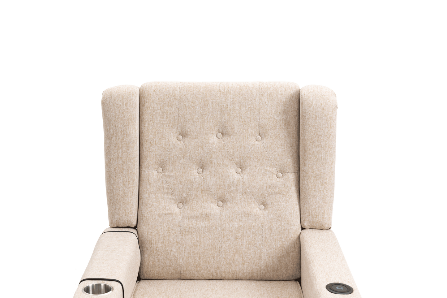 Arm Pushing Recliner Chair, Modern Button Tufted Wingback Push Back Recliner Chair, Living Room Chair Fabric Pushback Manual Single Reclining Sofa Home Theater Seating for Bedroom,Khaki Yelkow