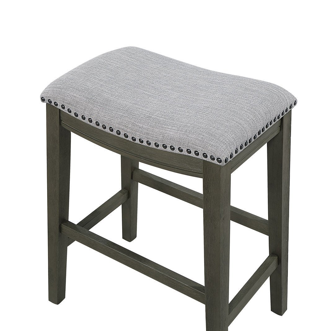 Saddle Stool  -25" Counter Stool, Gray/Light Gray Fabric, Set of 2