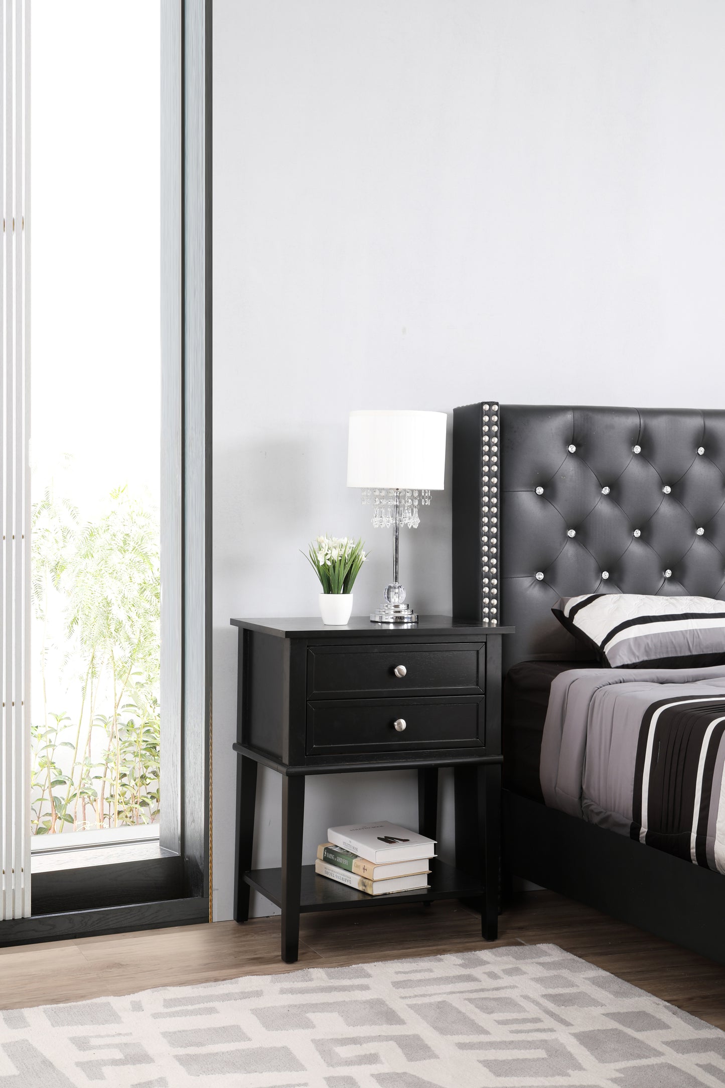 Sleek Black Minimalist Nightstand