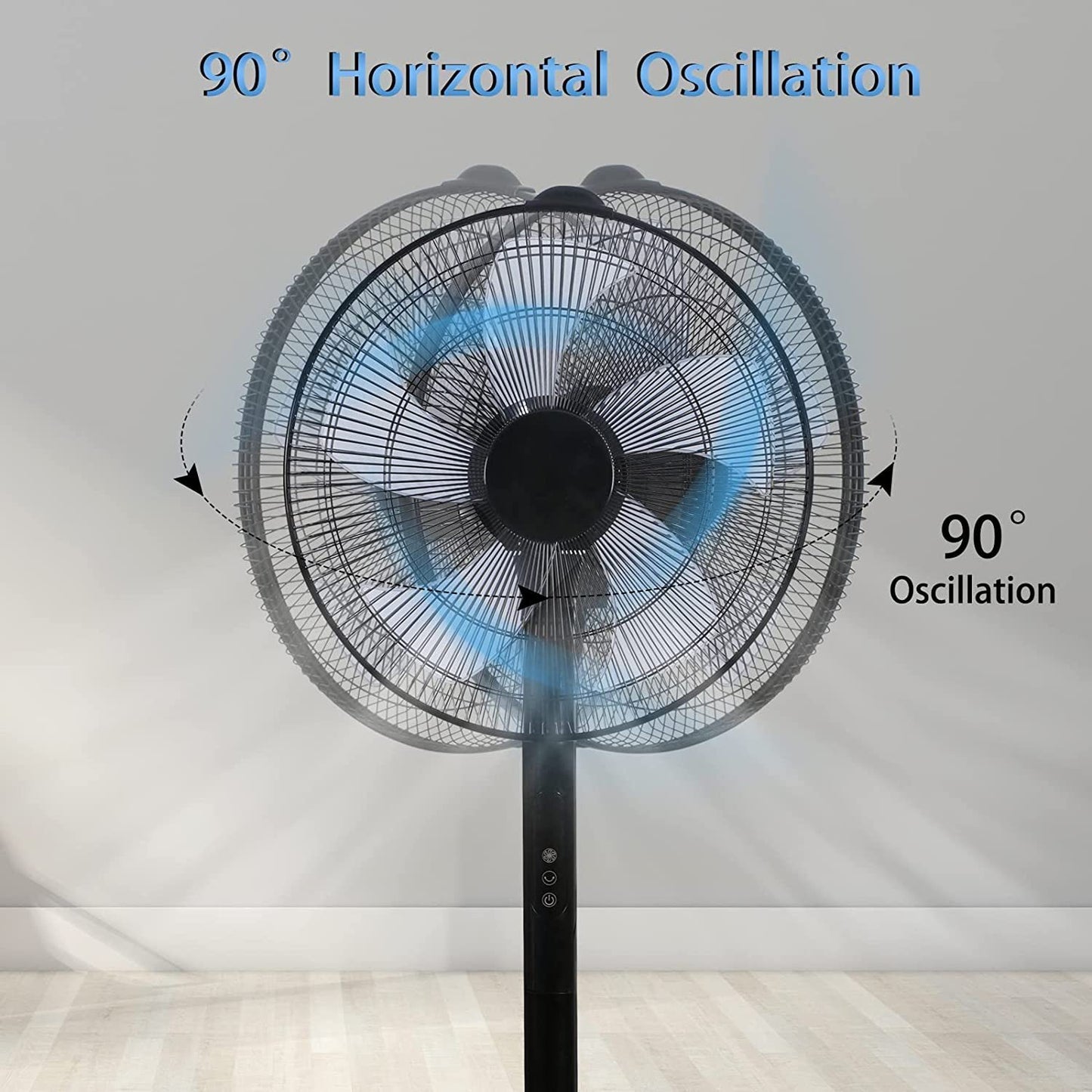 Simple Deluxe 14.5" Adjustable 12 Levels Speed Pedestal Stand Fan with Remote Control for Indoor, Home, Office and College Dorm Use, 90 Degree Horizontal Oscillating, 9 Hours Timer, 14.5 Inch, Black